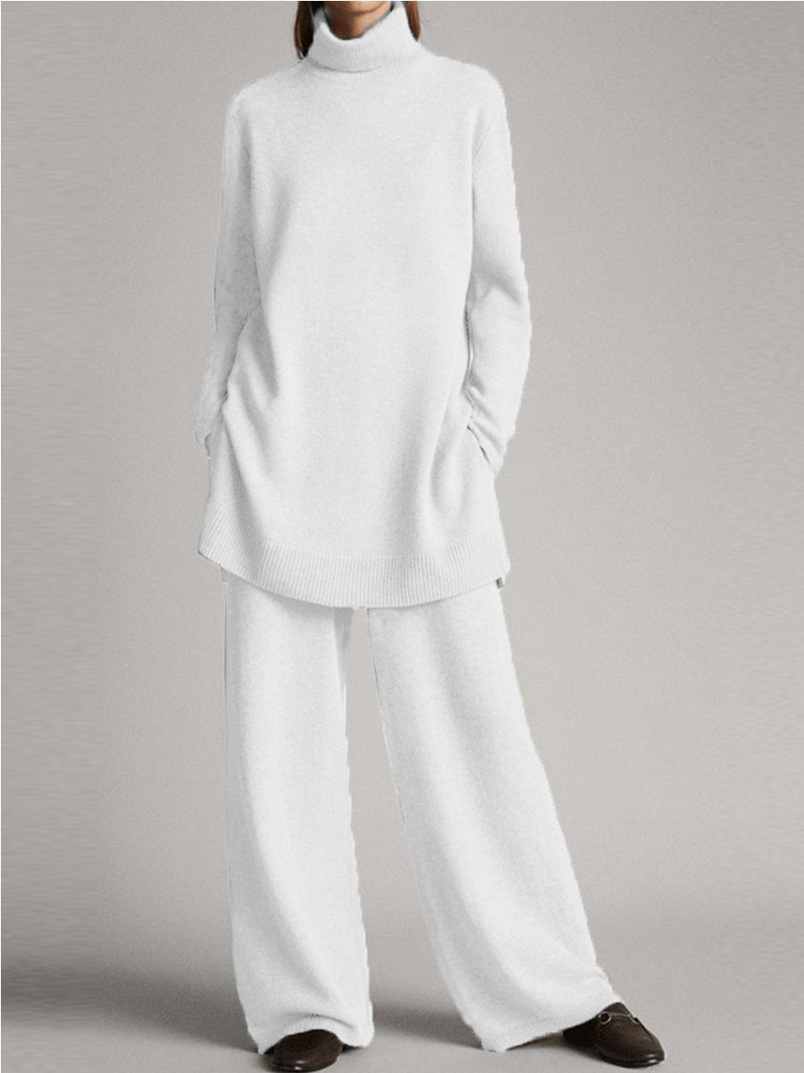 Lorette | Tweedelige loungeset met coltop en wijde broek