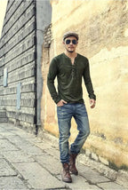 Casual herenhenley met lange mouwen