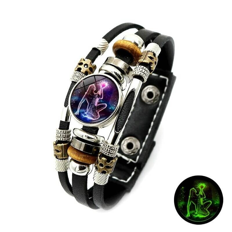 Lichtgevende zodiak armband – materiaal: Legering, Glas, Leder — afbeelding 12