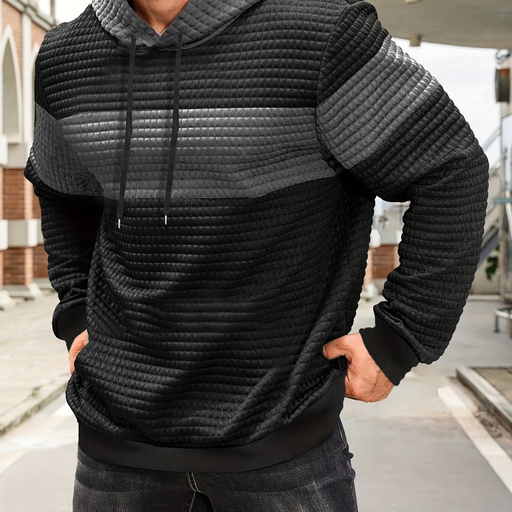 Tweekleurige hoodie met structuur en ribboorden