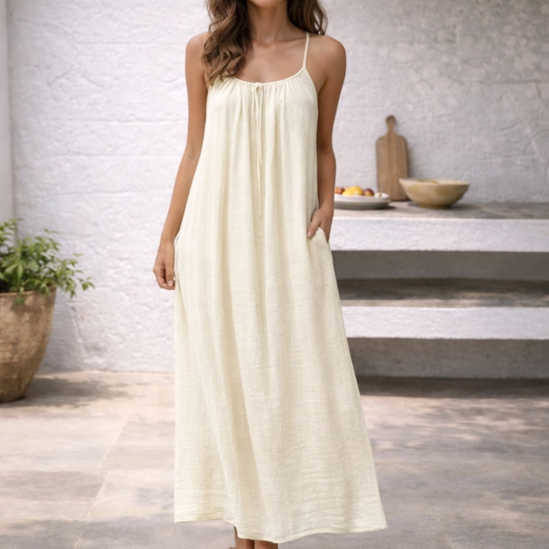 Sofie | Luchtige maxi-jurk met open rug en verstelbare taille