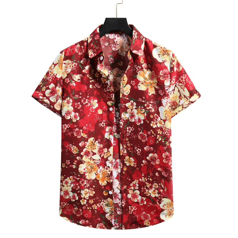 Licht & heren tropenhemd met bloemenpatroon- mateo