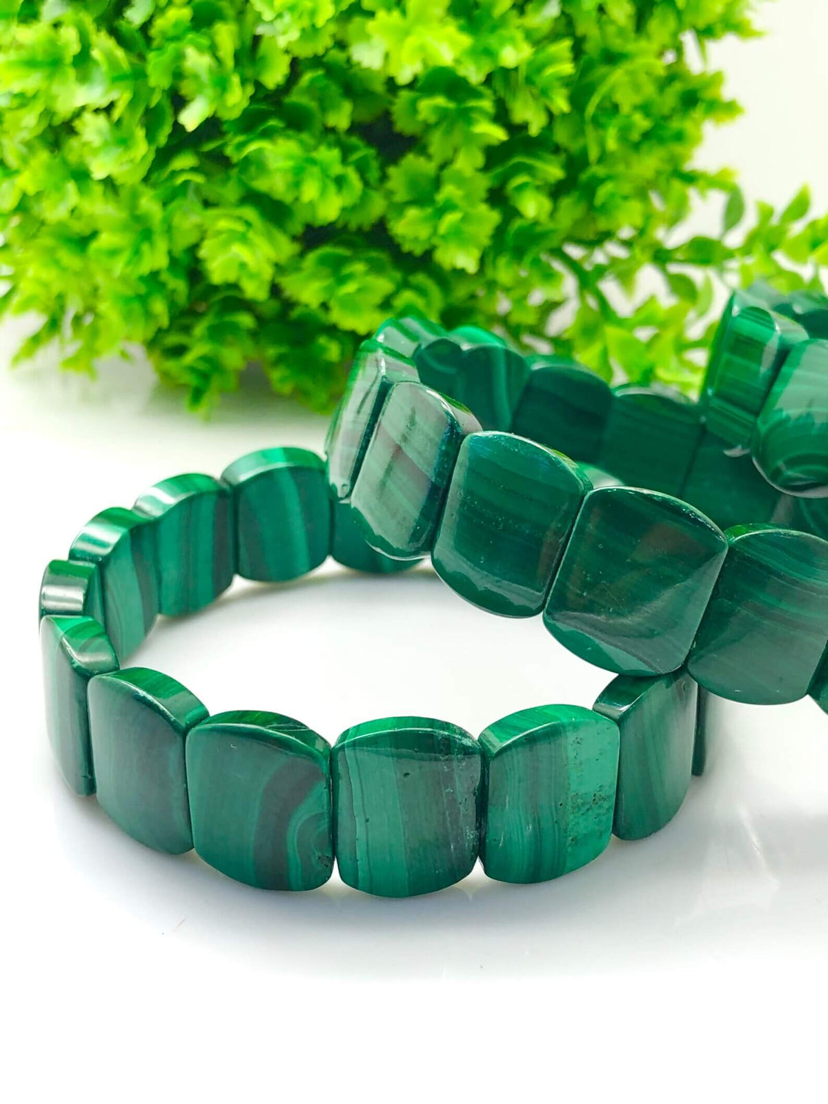 Armband met natuurlijke malachietstenen