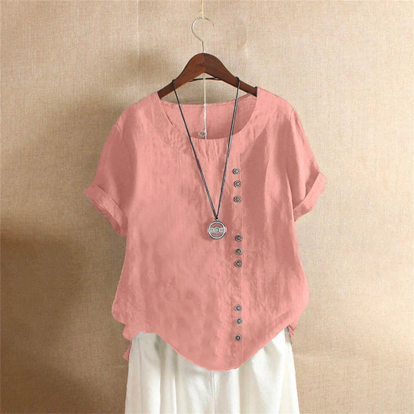 Dyani | Zomerblouse met asymmetrisch knoopdetail