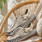 Ademende casual sandaal – geweven design