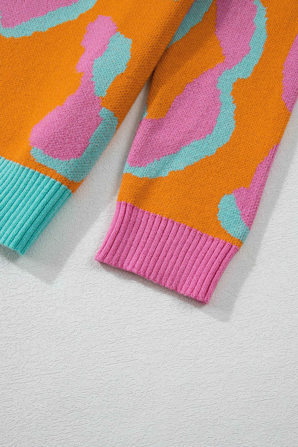 Damestrui met colorblock luipaardprint en ronde hals