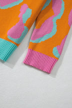 Damestrui met colorblock luipaardprint en ronde hals