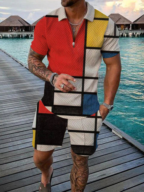 Tweedelige heren zomerset met polo en shorts