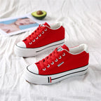 Dames canvas sneakers met plateauzool