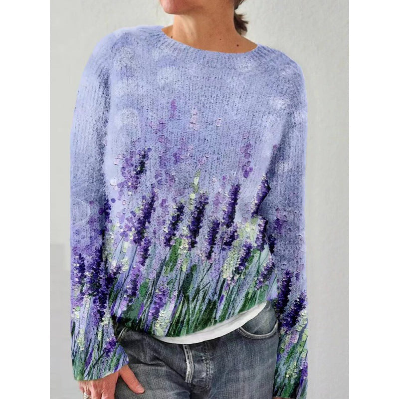Bloemenprint trui met levendige kleuren