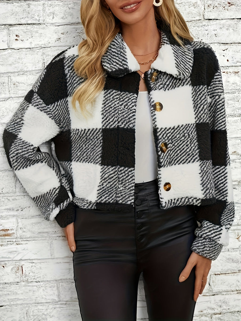 Geruite teddyjas met knoopsluiting