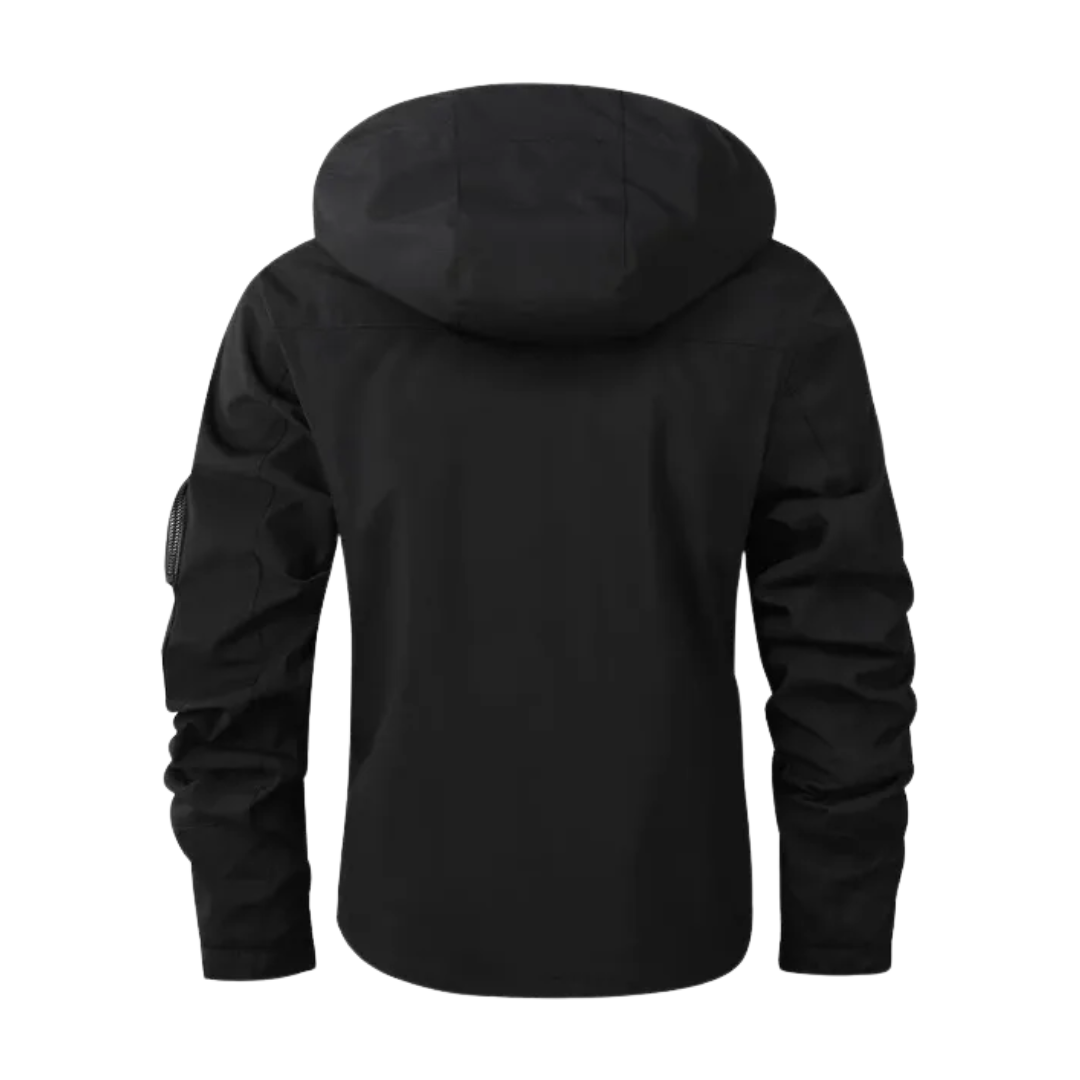 Heren outdoorjas met capuchon & geruite voering