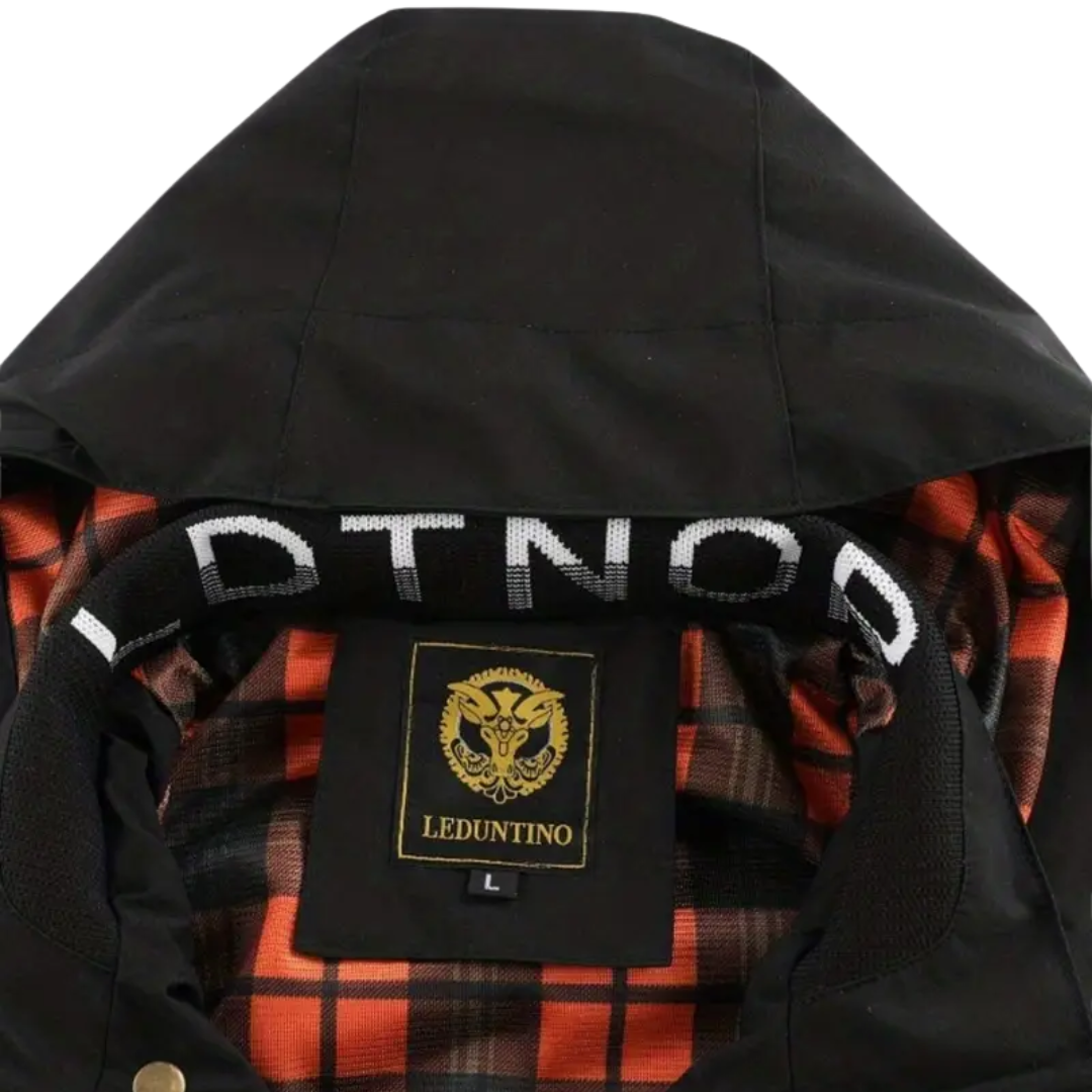 Heren outdoorjas met capuchon & geruite voering
