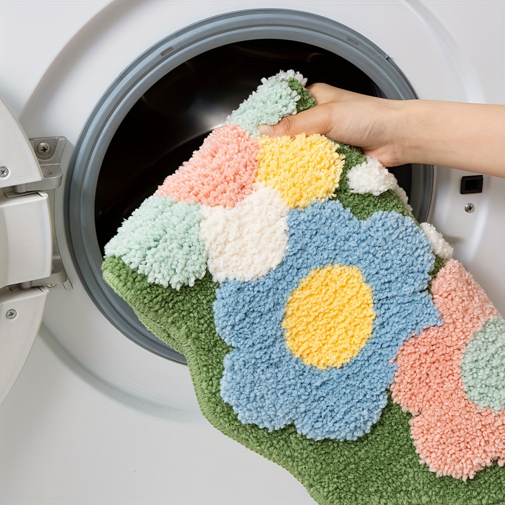 Badmat met bloemenmotief, extra zacht en absorberend