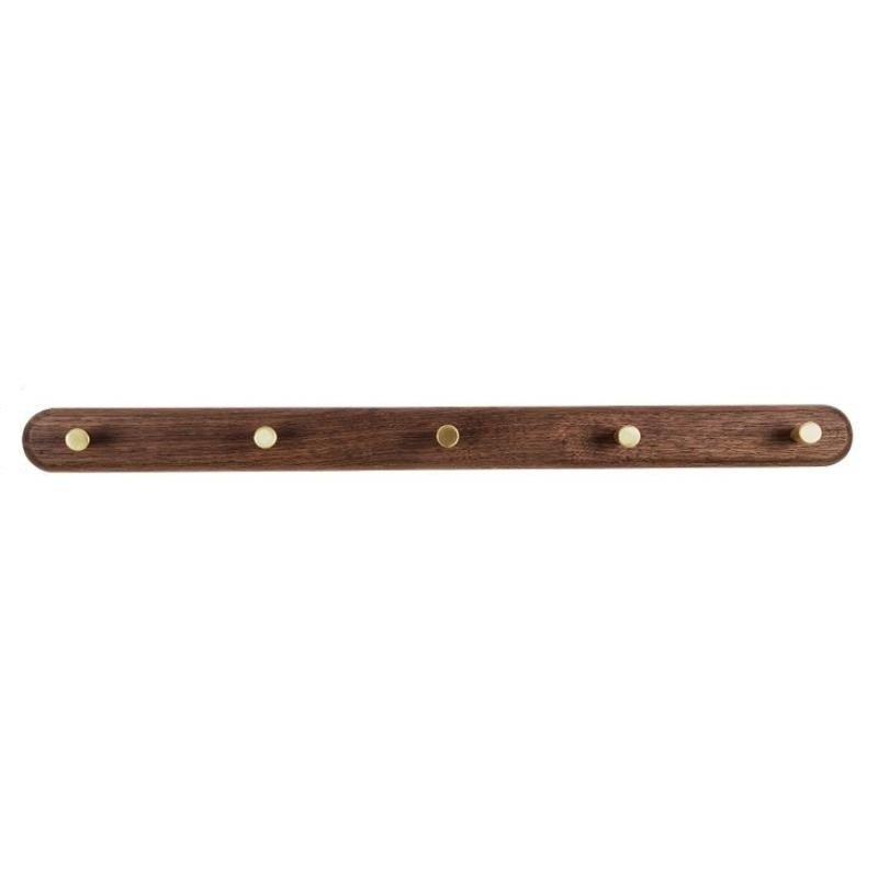 Wandkapstok van hout met messing haken