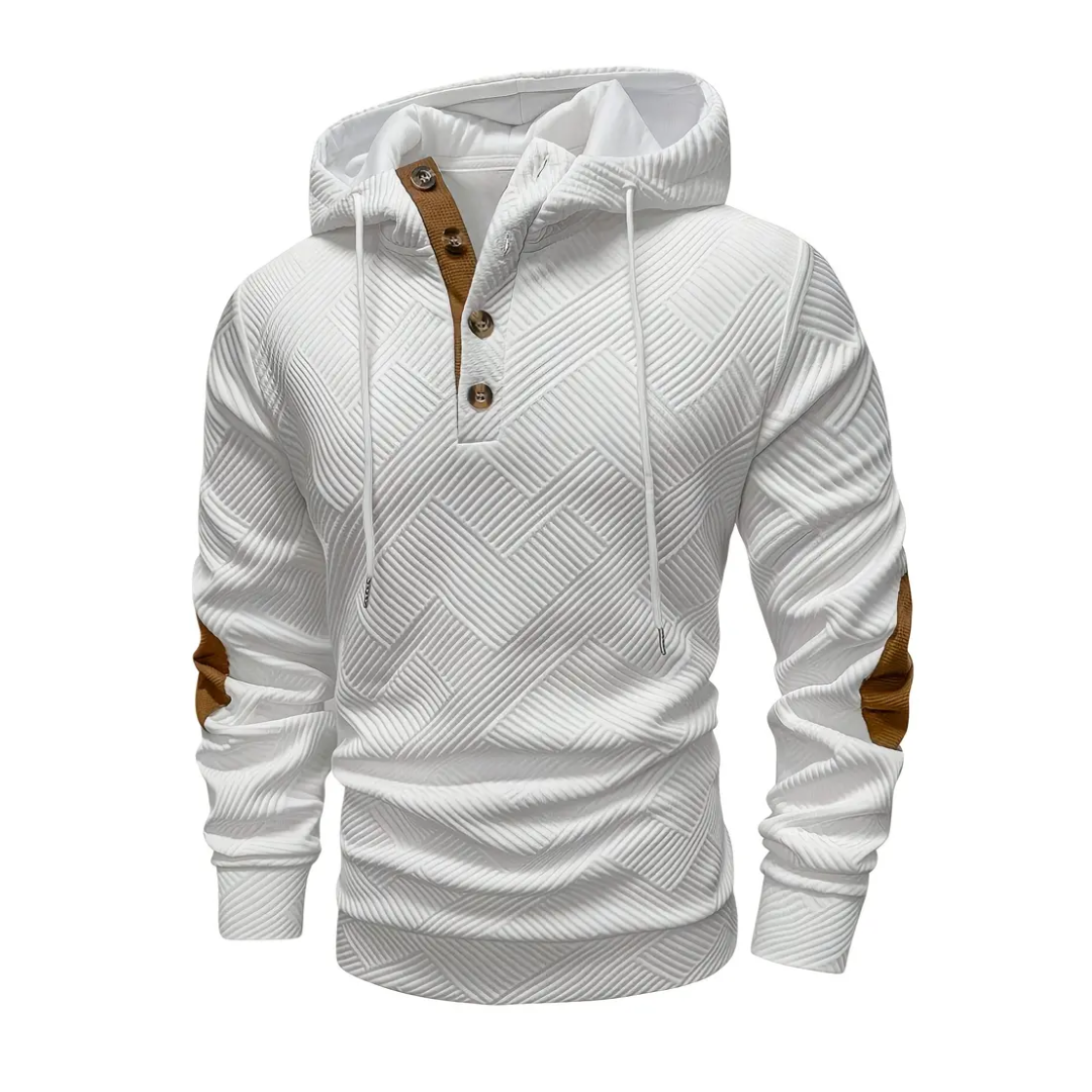 Outdoor heren hoodie met comfort-stretch & knoopsluiting