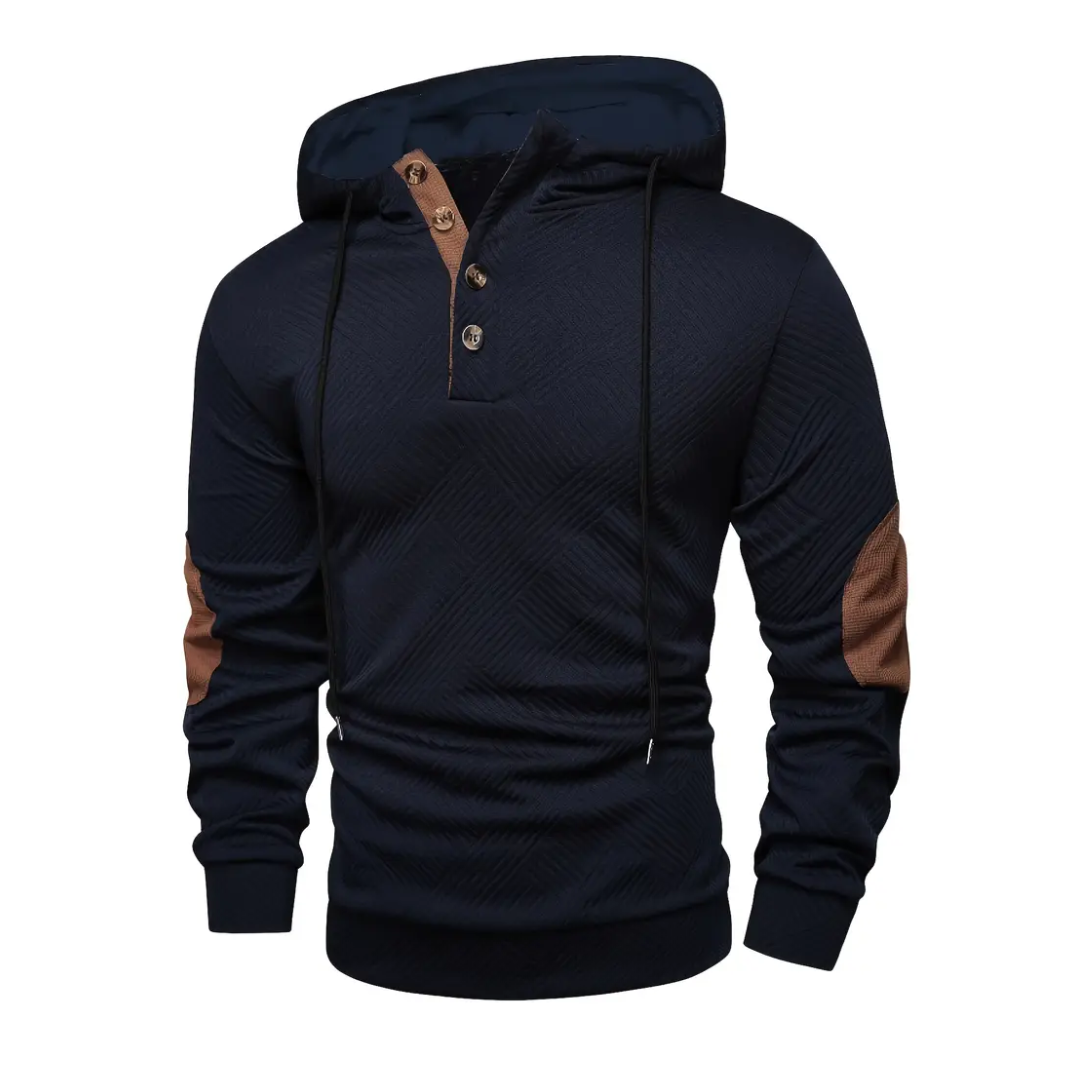 Outdoor heren hoodie met comfort-stretch & knoopsluiting