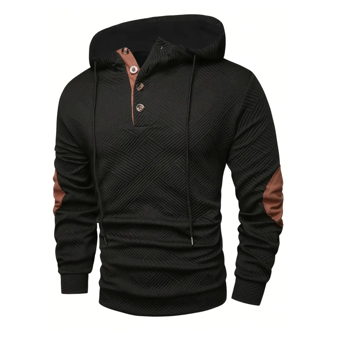 Outdoor heren hoodie met comfort-stretch & knoopsluiting
