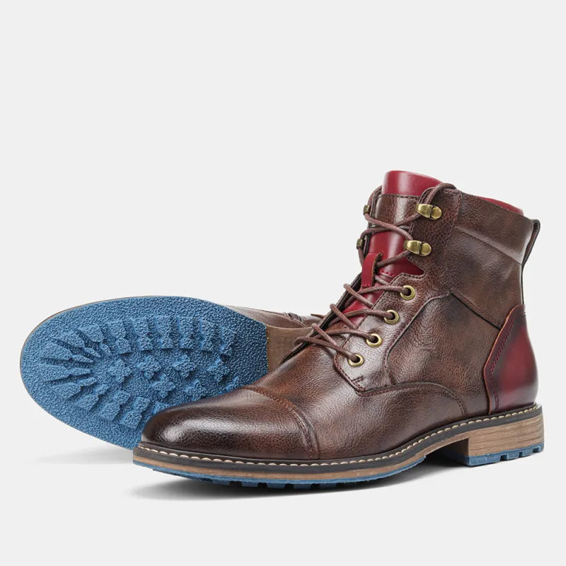 Herenboots met ronde neus, veters en zijrits
