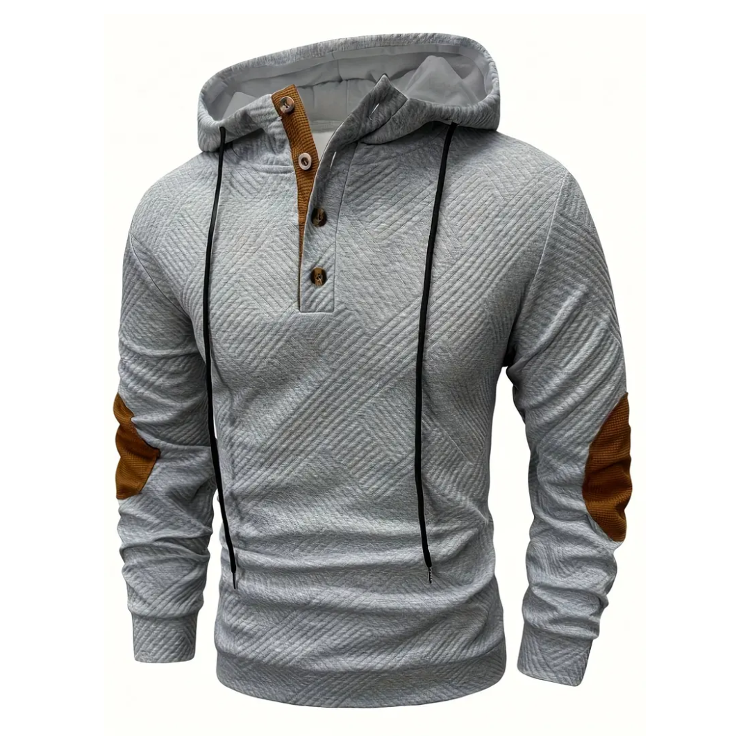Outdoor heren hoodie met comfort-stretch & knoopsluiting