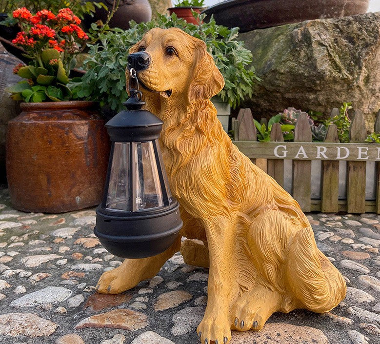 Hondenbeeldje op zonne-energie met LED verlichting