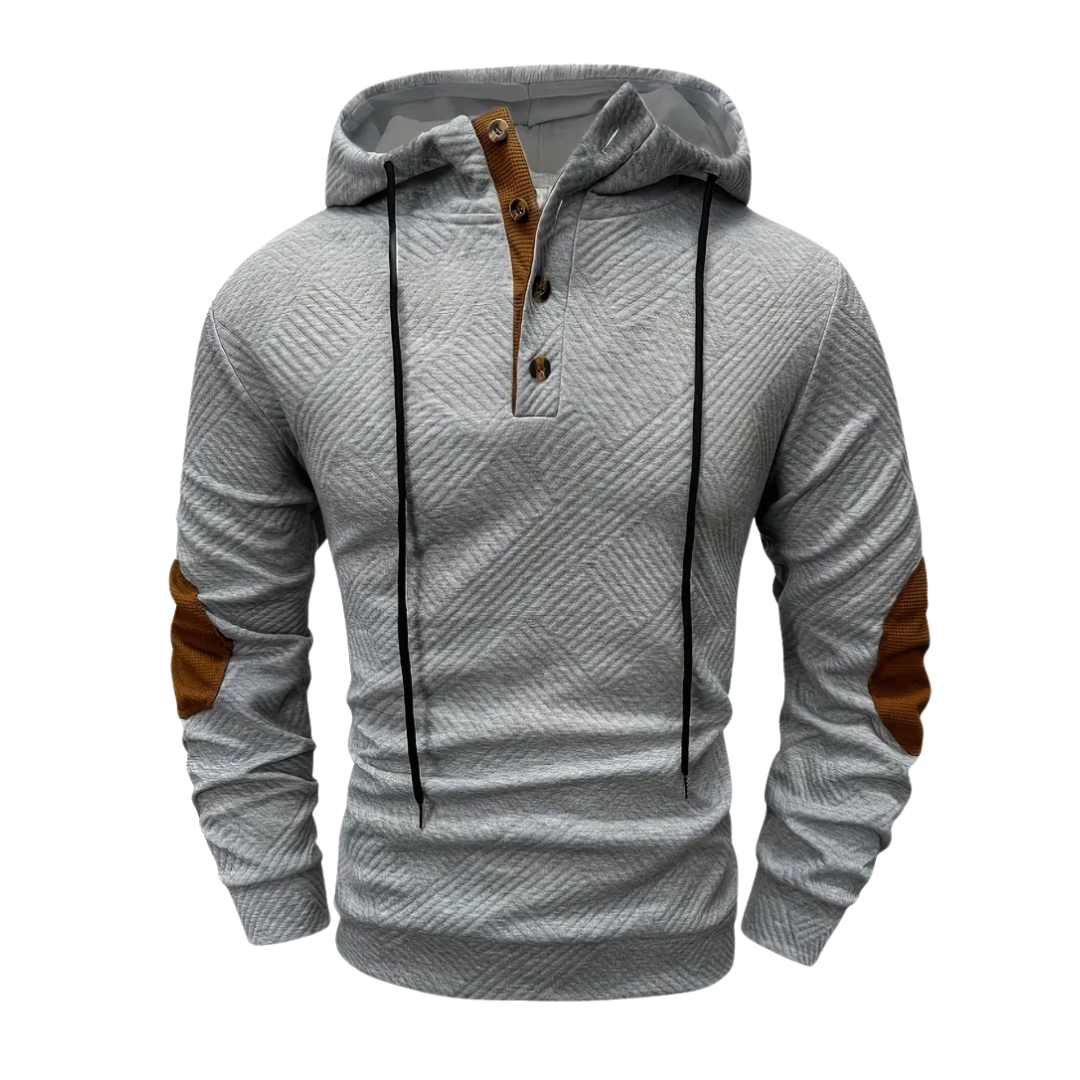 Outdoor heren hoodie met comfort-stretch & knoopsluiting