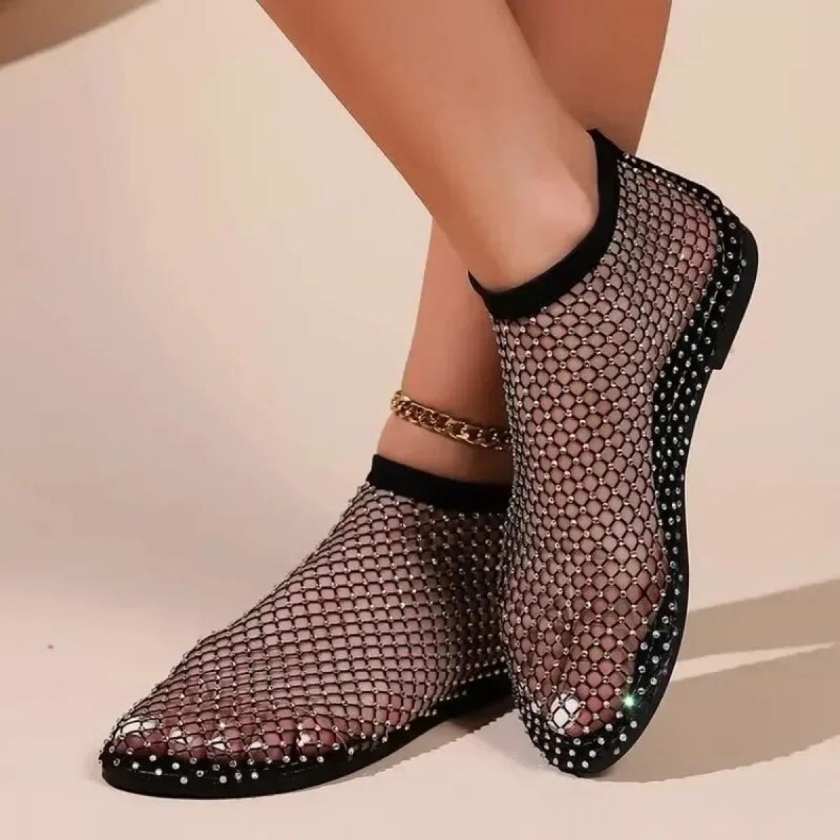 Glanzende ballerina's met antislip zool