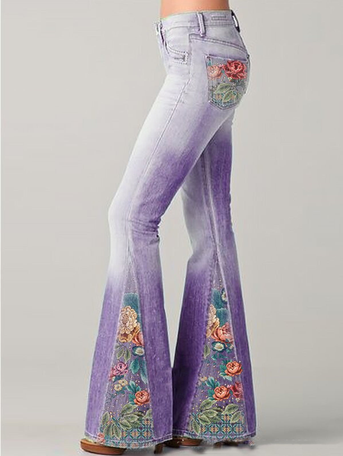 Uitlopende broek met trendy bloemenprint