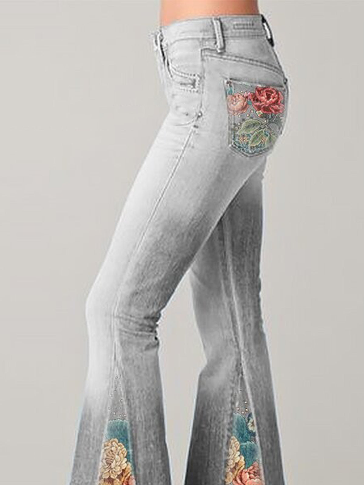 Uitlopende broek met trendy bloemenprint