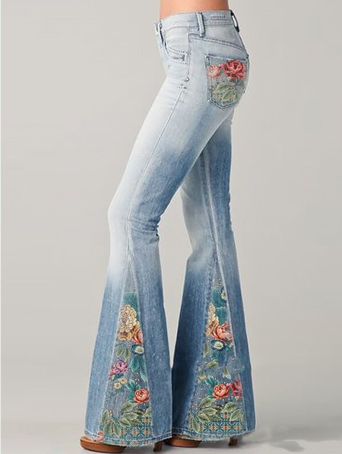 Uitlopende broek met trendy bloemenprint
