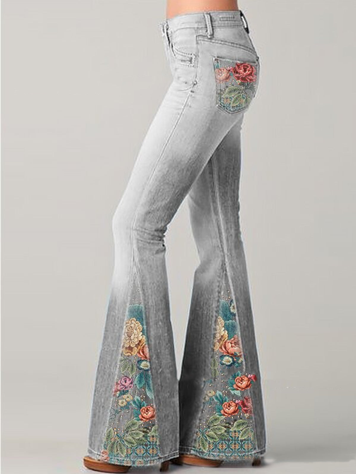 Uitlopende broek met trendy bloemenprint
