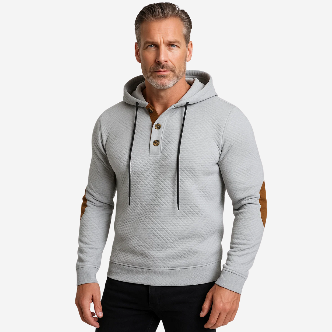 Outdoor heren hoodie met comfort-stretch & knoopsluiting
