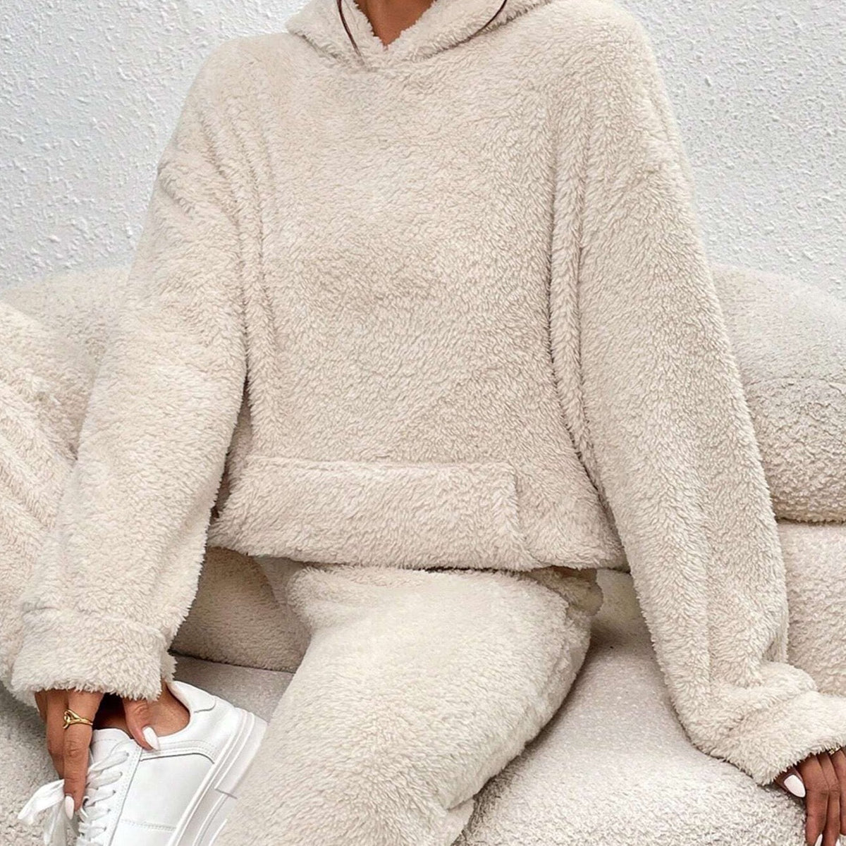 Ultra-Comfortabel teddy huispak met capuchon