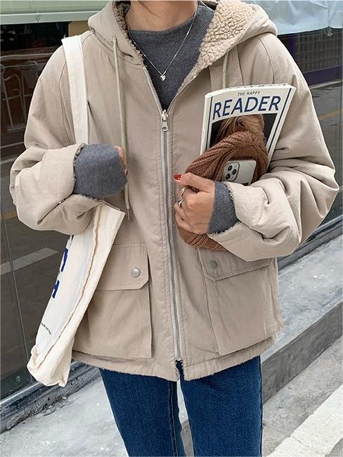 Warme oversized damesjas met capuchon