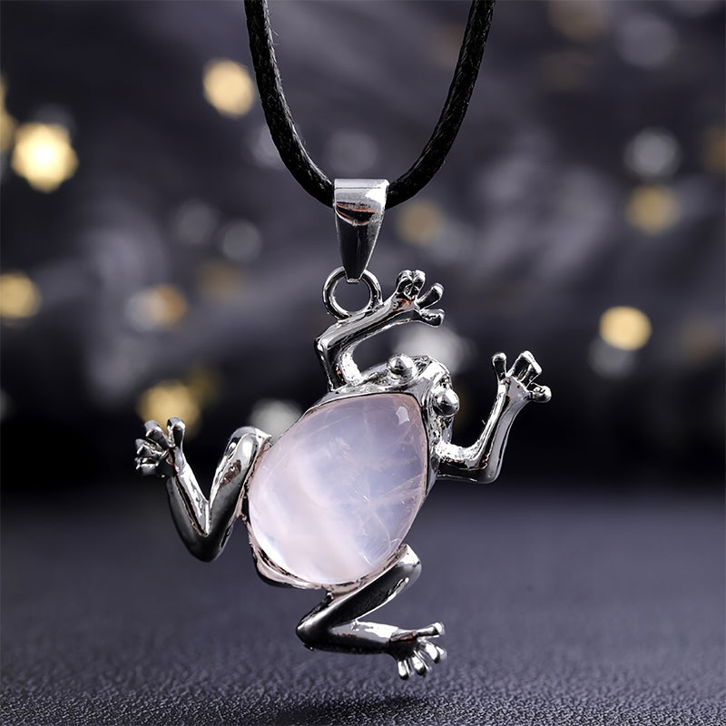 Natuurlijke kristallen kikker meditatieketting