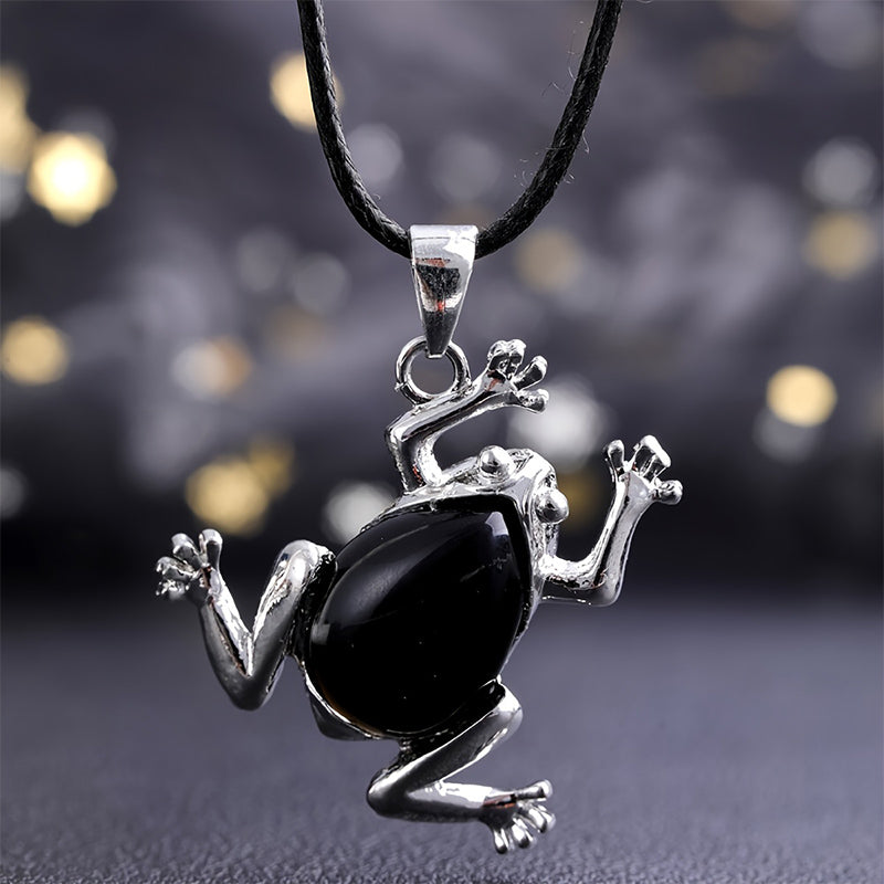 Natuurlijke kristallen kikker meditatieketting