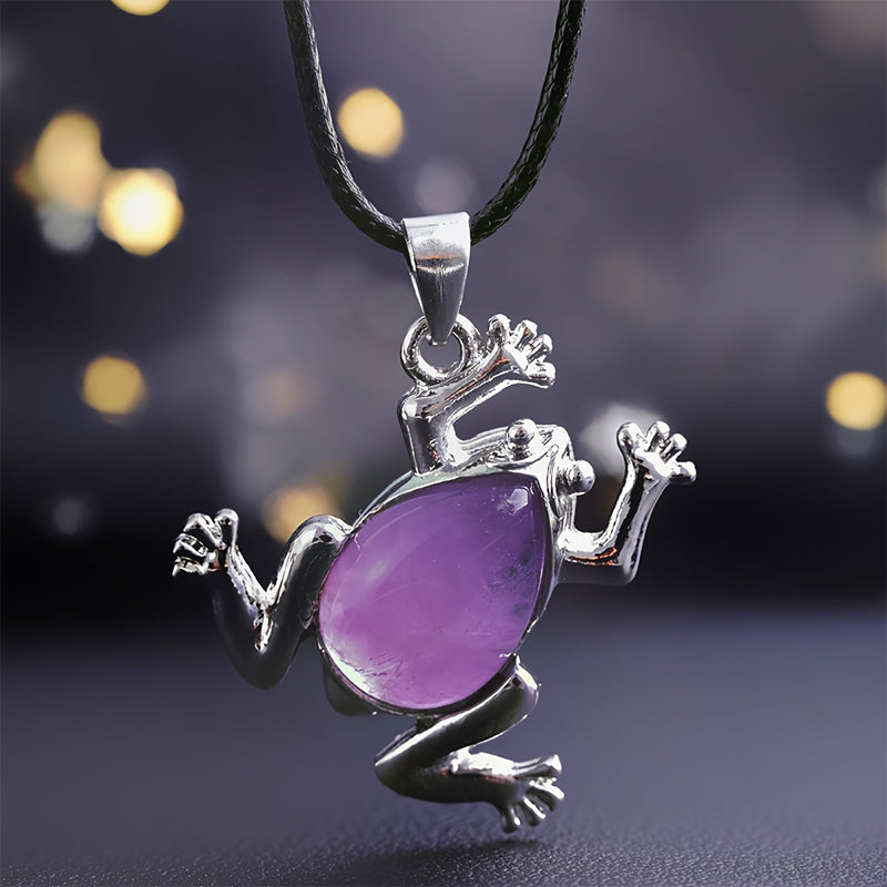 Natuurlijke kristallen kikker meditatieketting