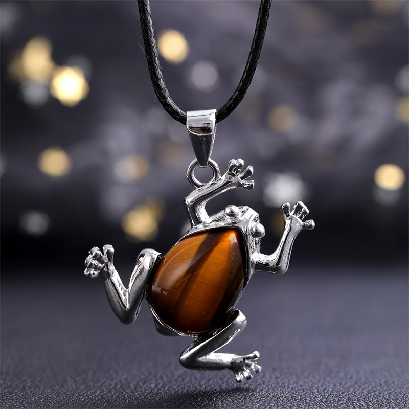 Natuurlijke kristallen kikker meditatieketting