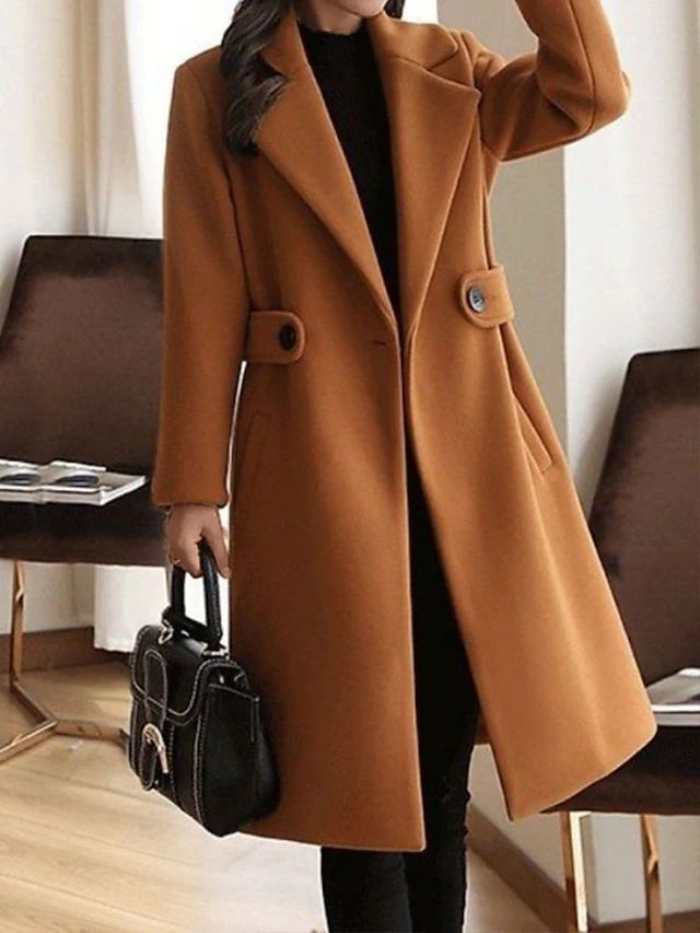 Erna | Lange damestrenchcoat met brede revers
