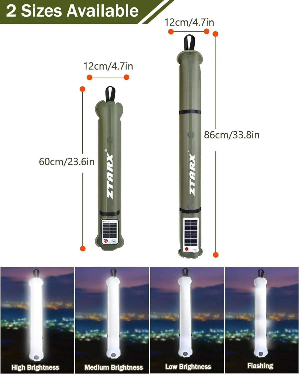 Opblaasbare solar LED buislamp