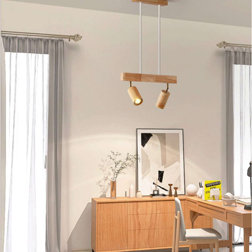 Verstelbare houten plafondspotlamp