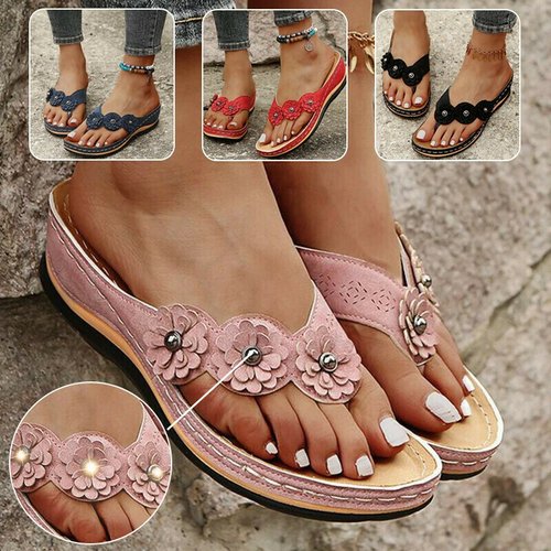 Dames sandalen met bloemendetail