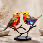 Decoratieve vogels op tak – handgemaakt beeld