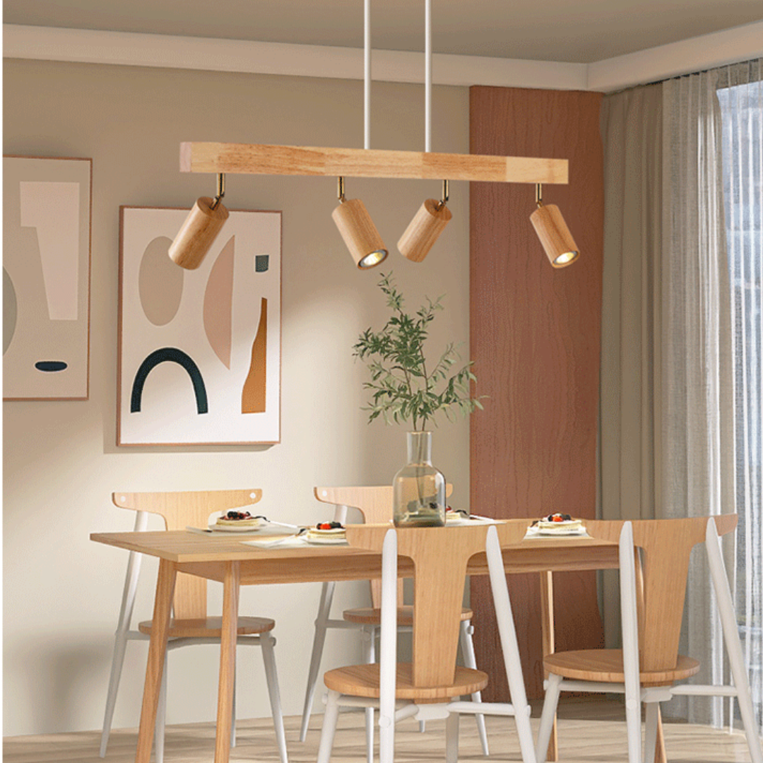 Verstelbare houten plafondspotlamp
