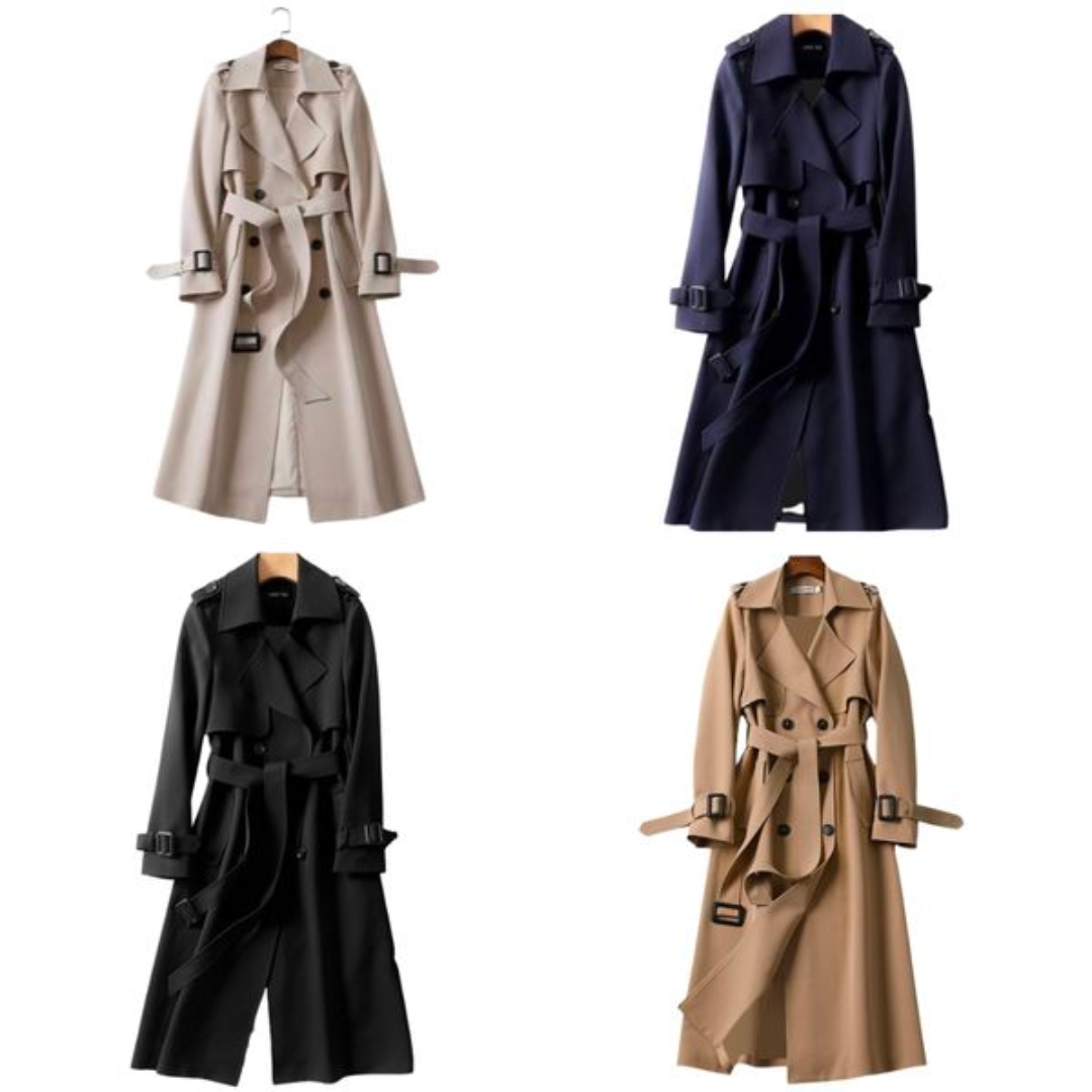 Dames trenchcoat met dubbele knopen