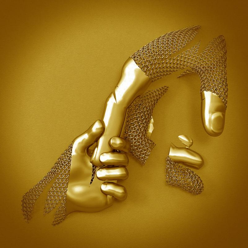 Liefdescanvas met metalen figuur
