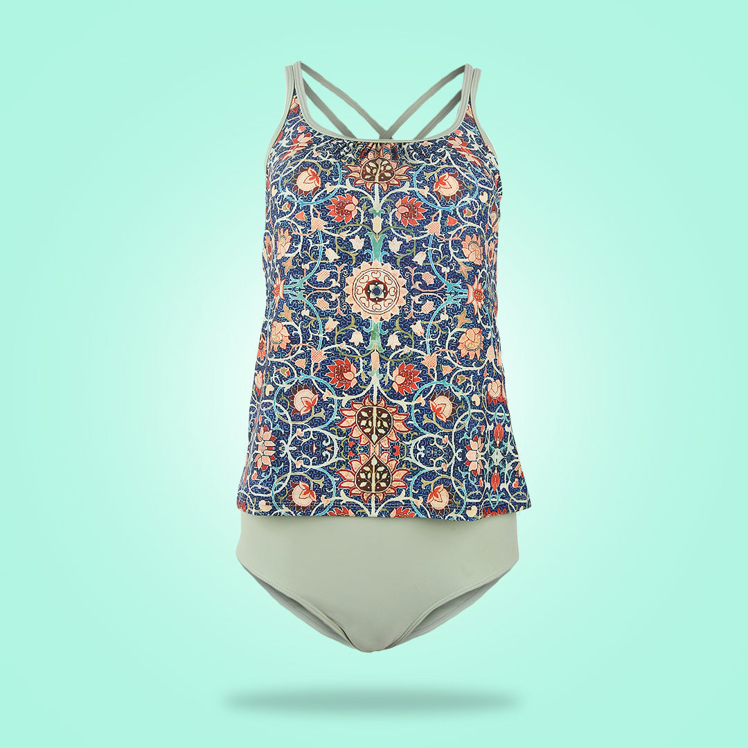 Mouwloze bikini met aantrekkelijk patroon