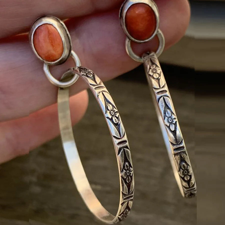 Boho oorbellen vintage onyx
