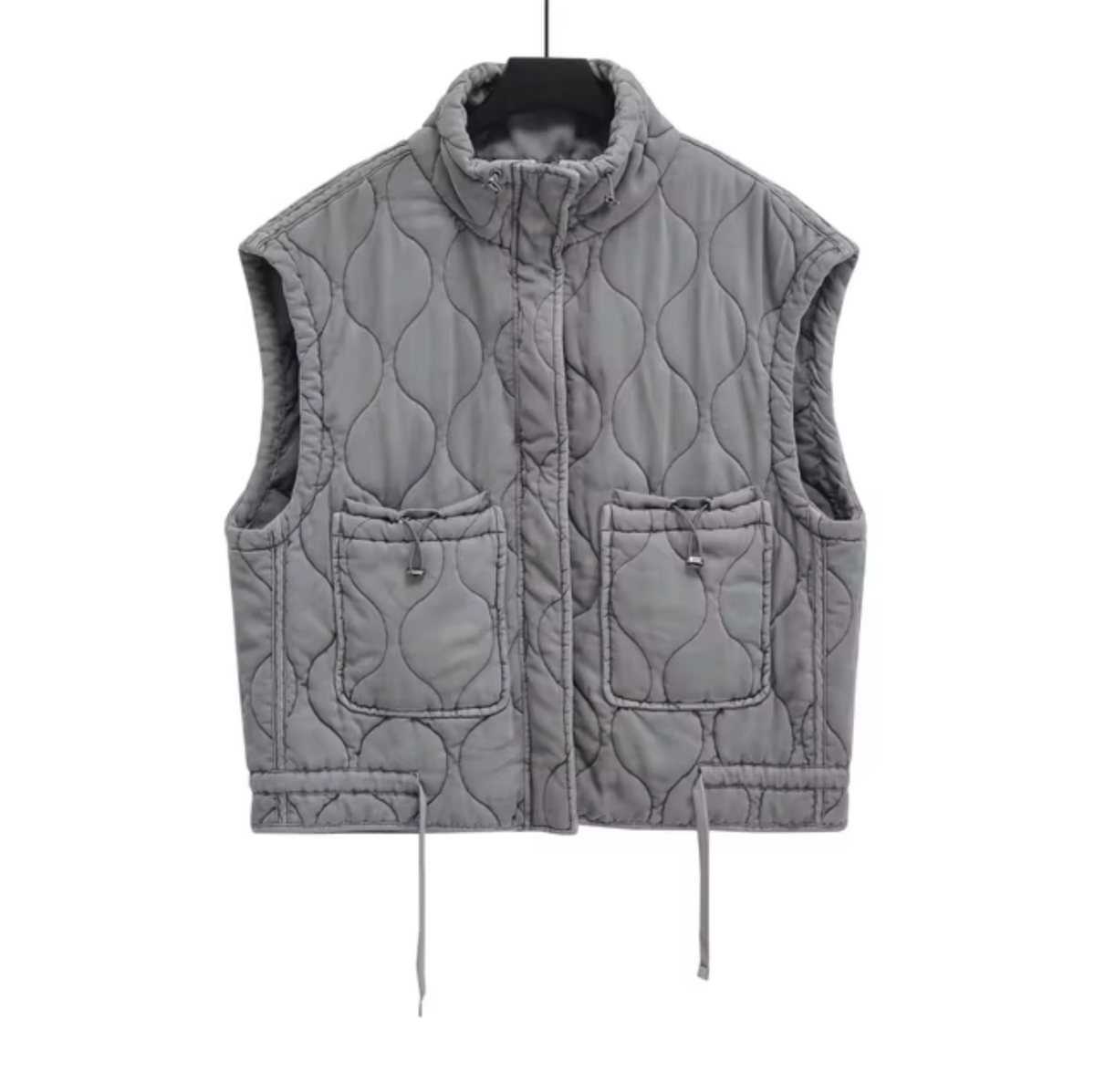 Grijze mouwloze katoenen bodywarmer