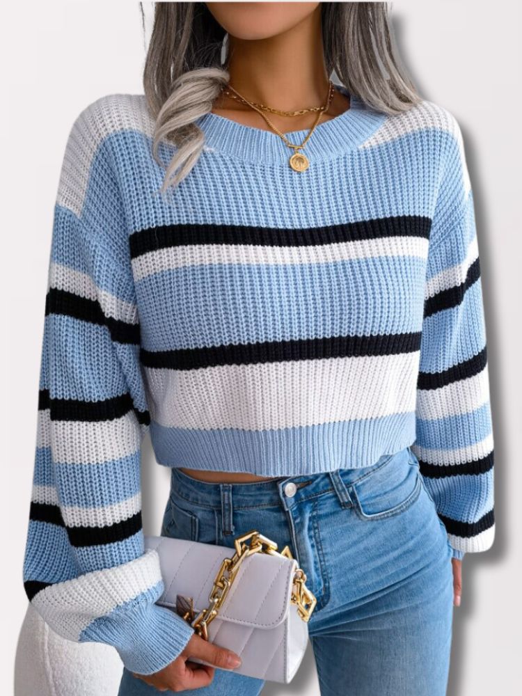 Gestreepte crop trui